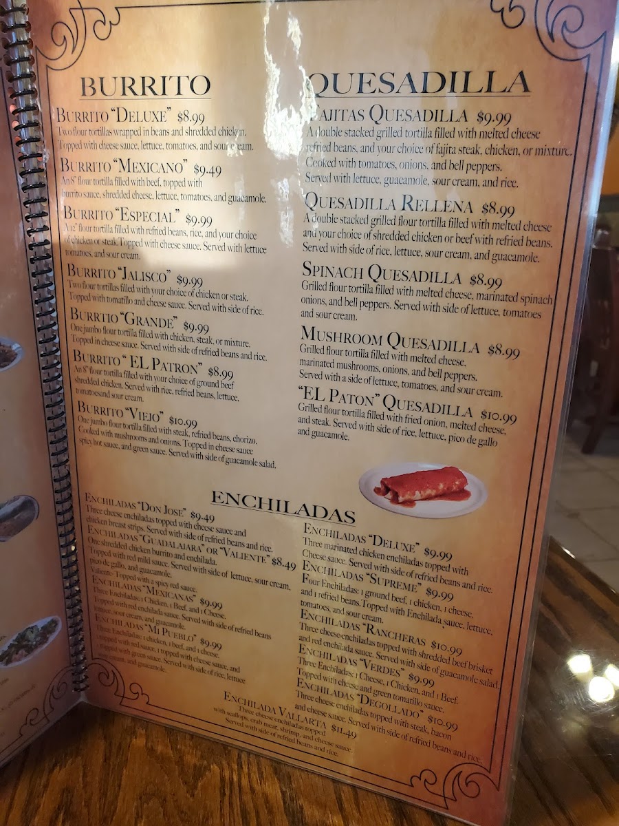 Menu El Patron Authentic Mexican Cuisine #1-10