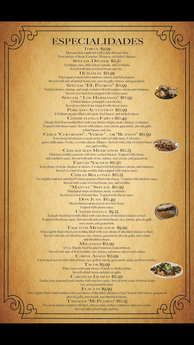 Menu El Patron Authentic Mexican Cuisine #1-2