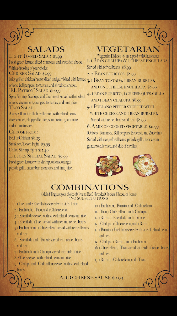 Menu El Patron Authentic Mexican Cuisine #1-3