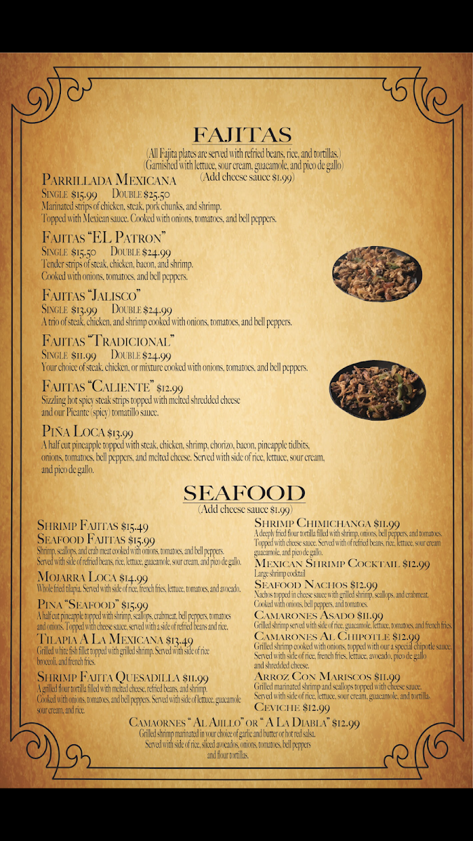 Menu El Patron Authentic Mexican Cuisine #1-4