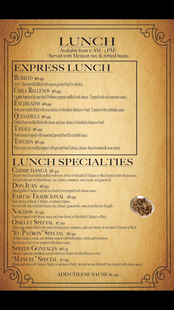 Menu El Patron Authentic Mexican Cuisine #1-5