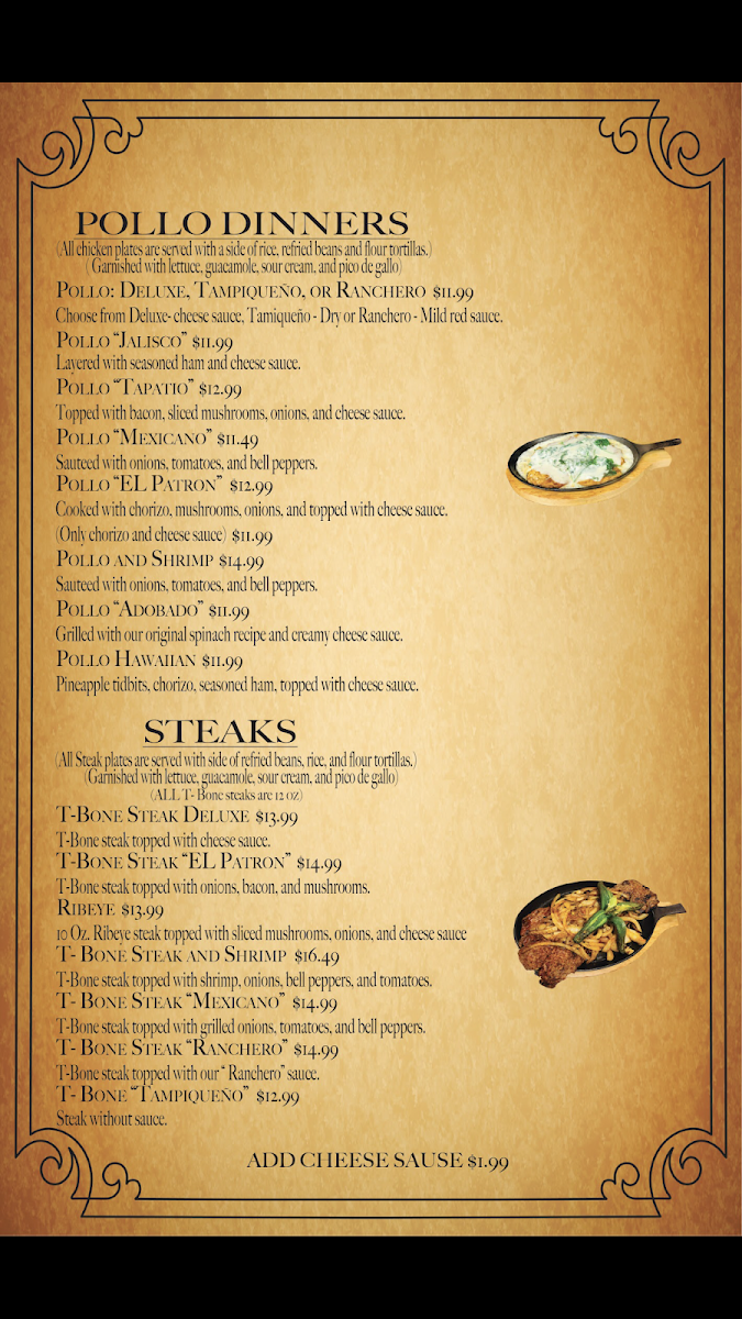 Menu El Patron Authentic Mexican Cuisine #1-7