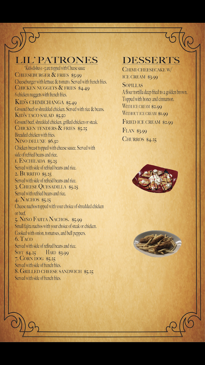 Menu El Patron Authentic Mexican Cuisine #1-8