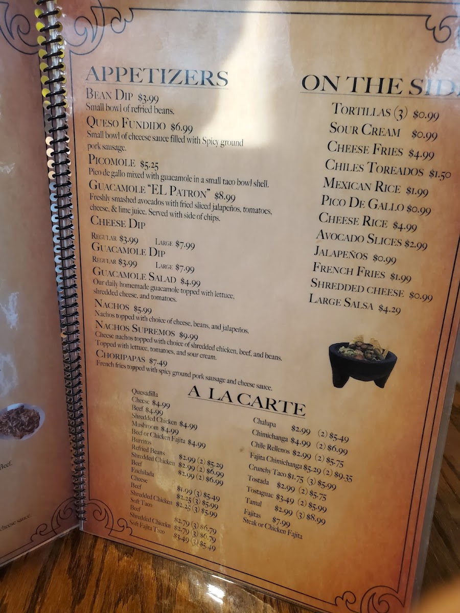 Menu El Patron Authentic Mexican Cuisine #1-9